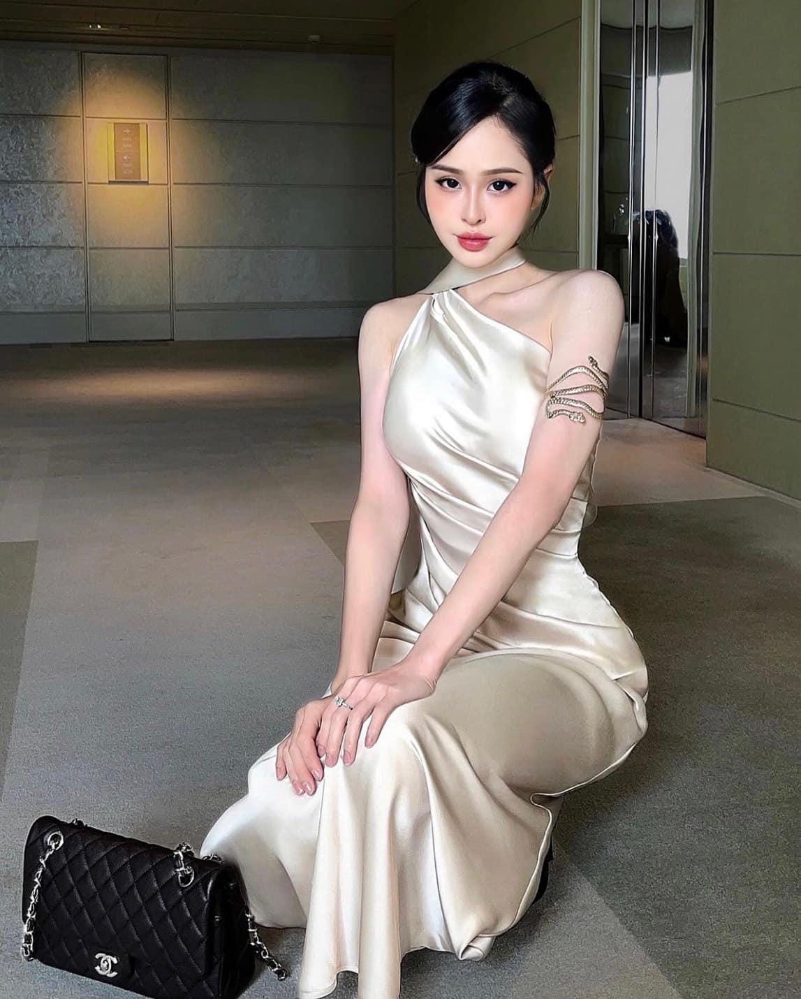 Champagne Silk One Shoulder Maxi Dress, Asymmetric Draped Neck Evening Gown